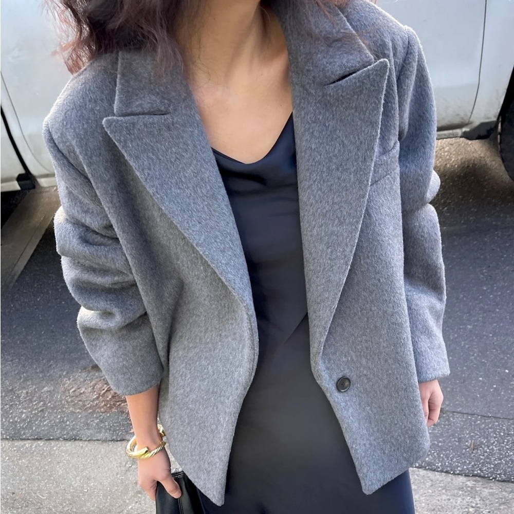 OAK + FORT Gray Short Wool Coat